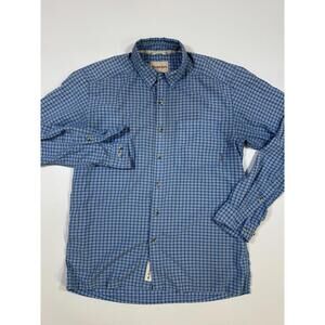 Simms Fishing Shirt Blue Plaid Button Up Mens Medium Outdoor